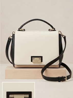 kate spade Black and Cream Leather Top-Handle Satchel